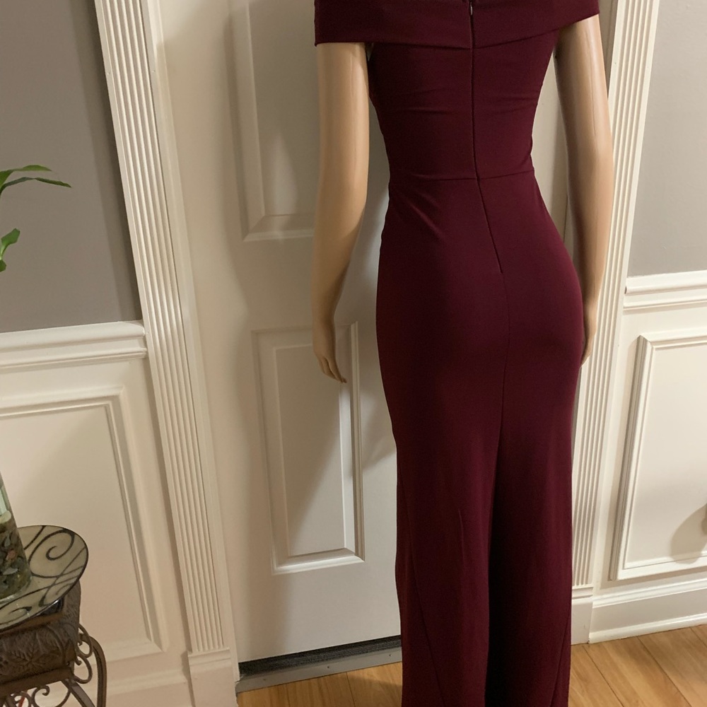 Women’s junior burgundy off- shoulder maxi dress - Picture 10 of 12